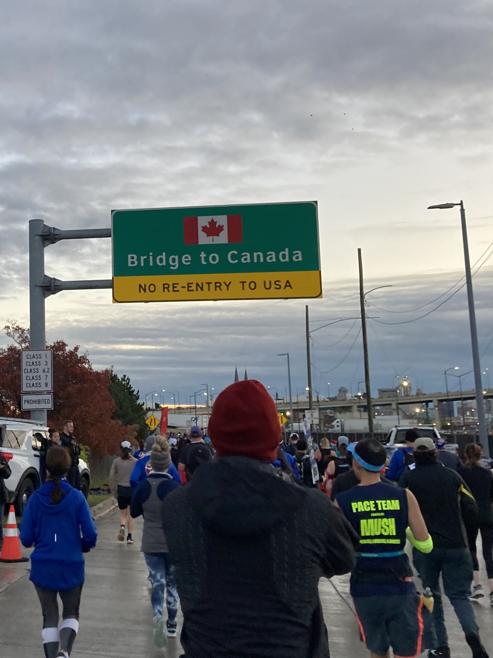 Detroit International Half Marathon (Taken on October 15, 2023 at Ambassador Bridge). 